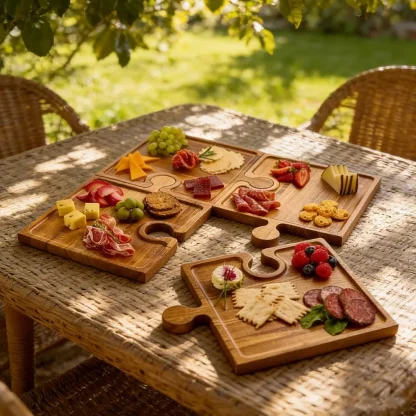 PuzzleTray™ set de tăvi din lemn pentru servire