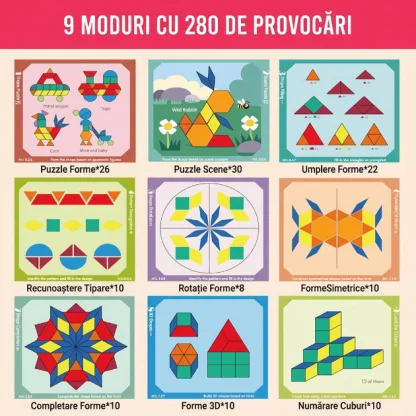 GeoMag™ set de puzzle magnetic geometric din lemn