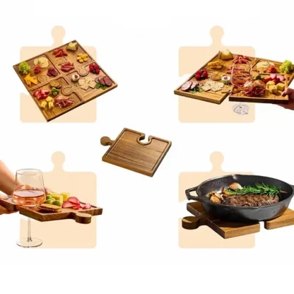 PuzzleTray™ set de tăvi din lemn pentru servire