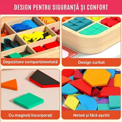 GeoMag™ set de puzzle magnetic geometric din lemn