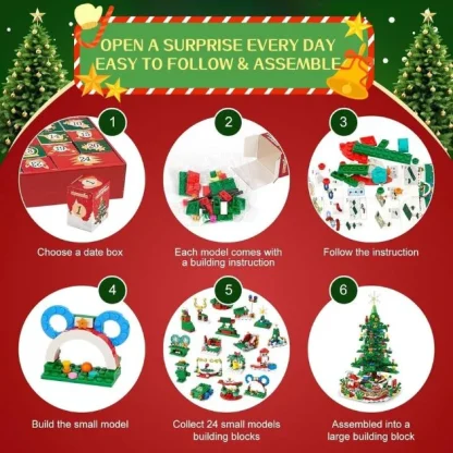 MerryGlow™ LED brad de Crăciun calendar de advent blocuri de construcție set