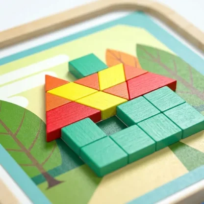 GeoMag™ set de puzzle magnetic geometric din lemn