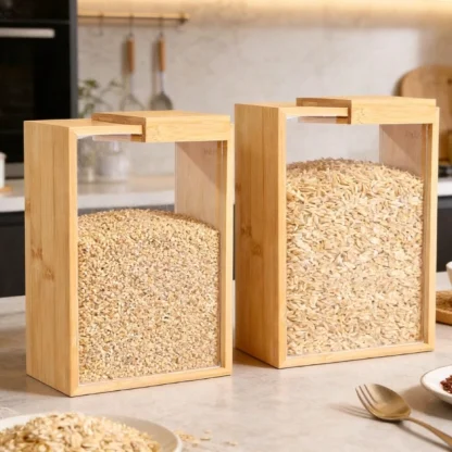 ClearGrain™ borcan de depozitare din lemn și acril (3 buc)