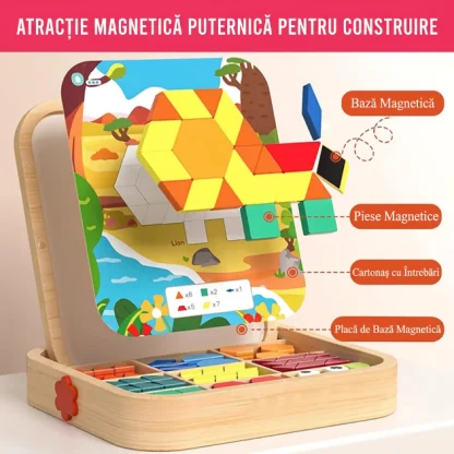GeoMag™ set de puzzle magnetic geometric din lemn
