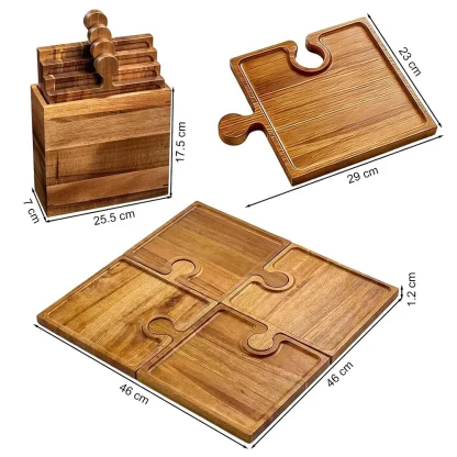 PuzzleTray™ set de tăvi din lemn pentru servire-middle