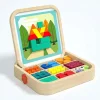 GeoMag™ set de puzzle magnetic geometric din lemn