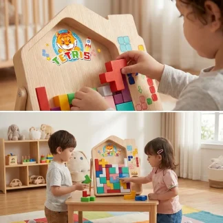 Otroška lesena igra ujemanja kock TetriWood™