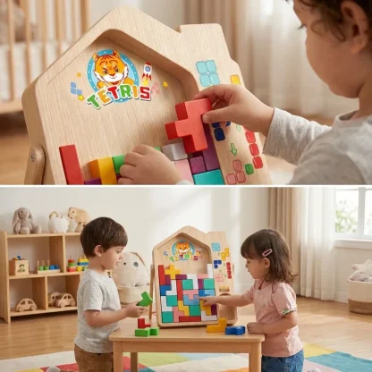 Otroška lesena igra ujemanja kock TetriWood™