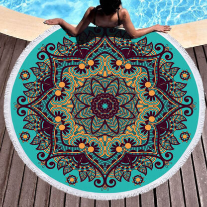 Okrogla brisača za na plažo Mandala