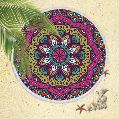 Okrogla brisača za na plažo Mandala