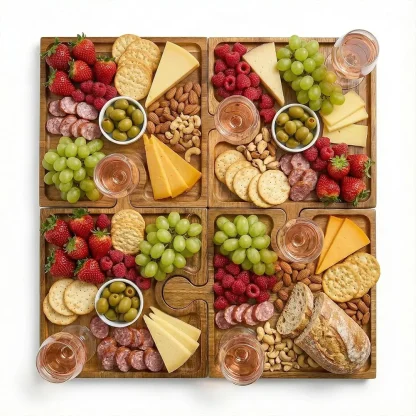 PuzzleTray™ set lesenih servirnih pladnjev v obliki sestavljanke