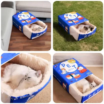 FluffyBox™ plišasta mačja postelja v obliki škatle