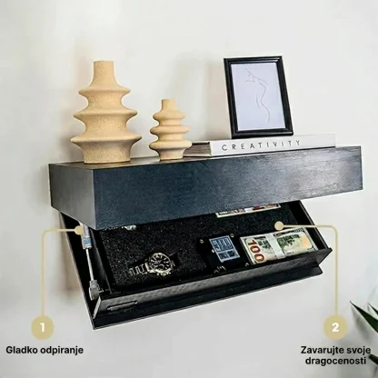 FloatShelf™ stenska polica s skritim predalom (53 x 17,5 x 5 cm)-middle