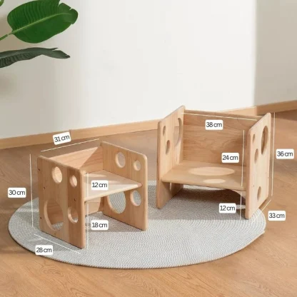 MonteKiddo™ lesena mizica s stolčkom za malčke-middle